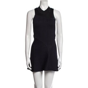 3.1 Phillip Lim Black Navy Fit & Flare Mini Cable Jacquard Dress Blue Black XS